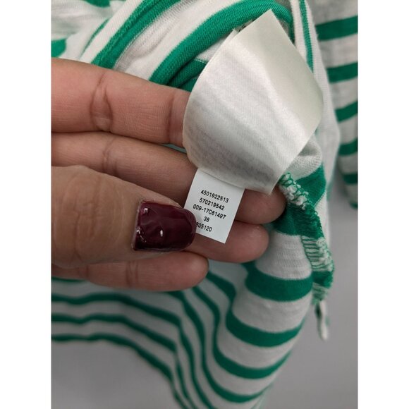 Striped Nautical Embellished Neckline Top Women Size L Tie Bow Back Coastal Soft - Picture 10 of 10
